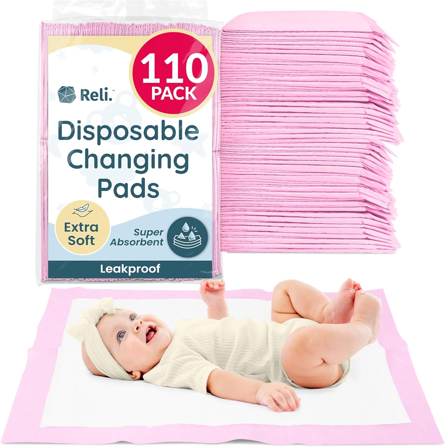 Reli disposable changing pads 110 pack front view