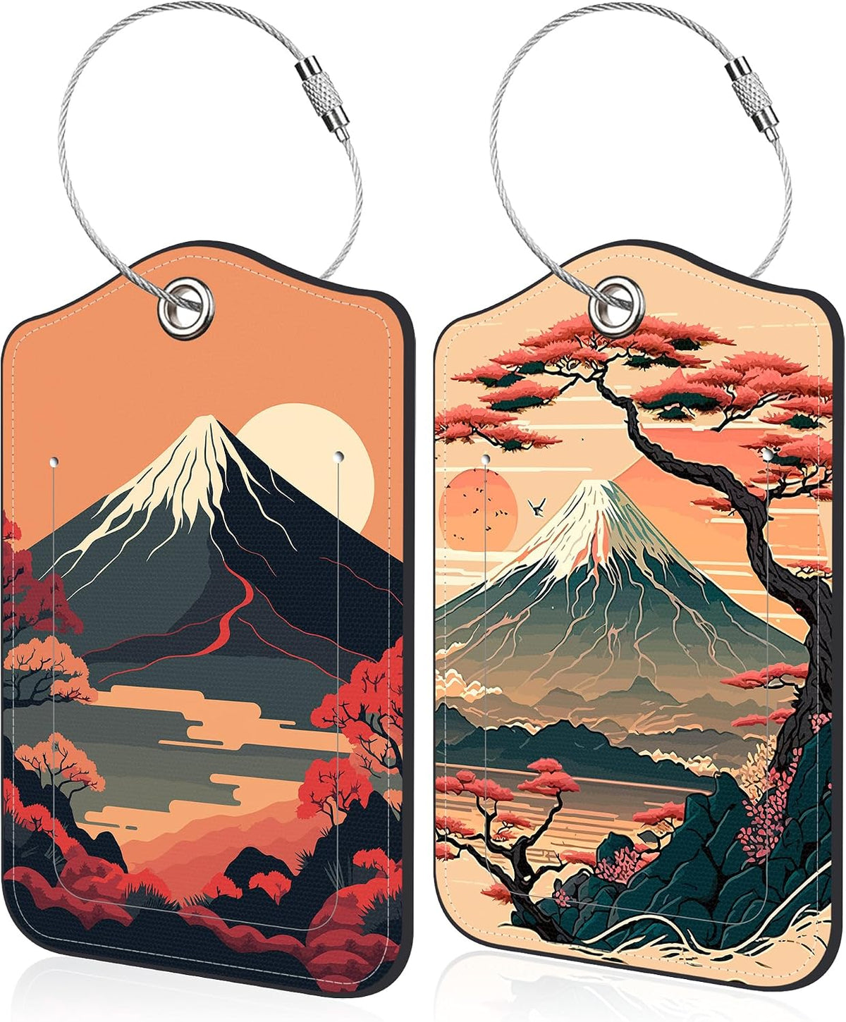 Mesmerizing Mountain Lake Scenery Luggage Tag for Suitcase 2 Pack Leather Luggage Tag with Privacy Flap Name ID Label and Metal Loop for Women Men Travel - Image 9
