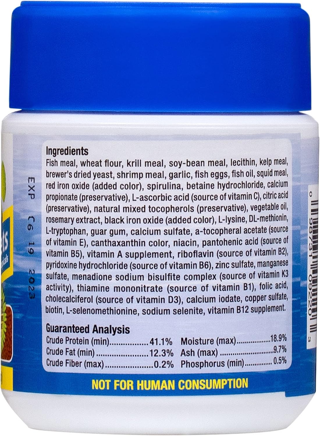 Ocean Nutrition Formula One small pellets jar back label details