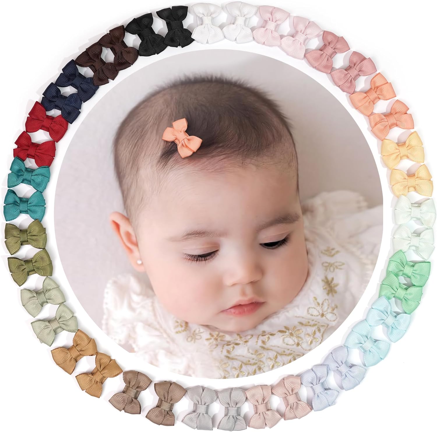 DED baby hair bow clips 40 piece set front view