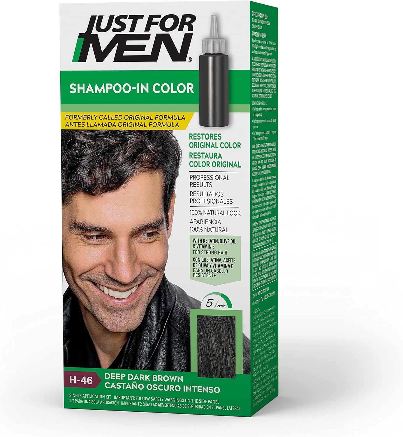 Just For Men Shampoo In Color Deep Dark Brown H-46 front view