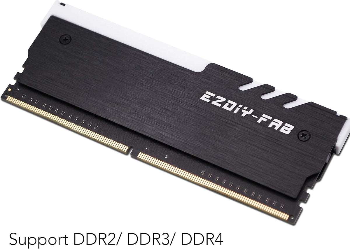 EZDIY-FAB RAM cooler installed on desktop motherboard with active lighting