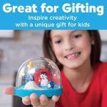 Creativity for Kids holiday snow globes kit child crafting and assembling custom scenes.