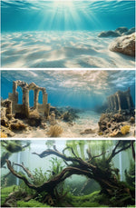 COMSUN 3 Pack Aquarium Background front view showing undersea ruins design