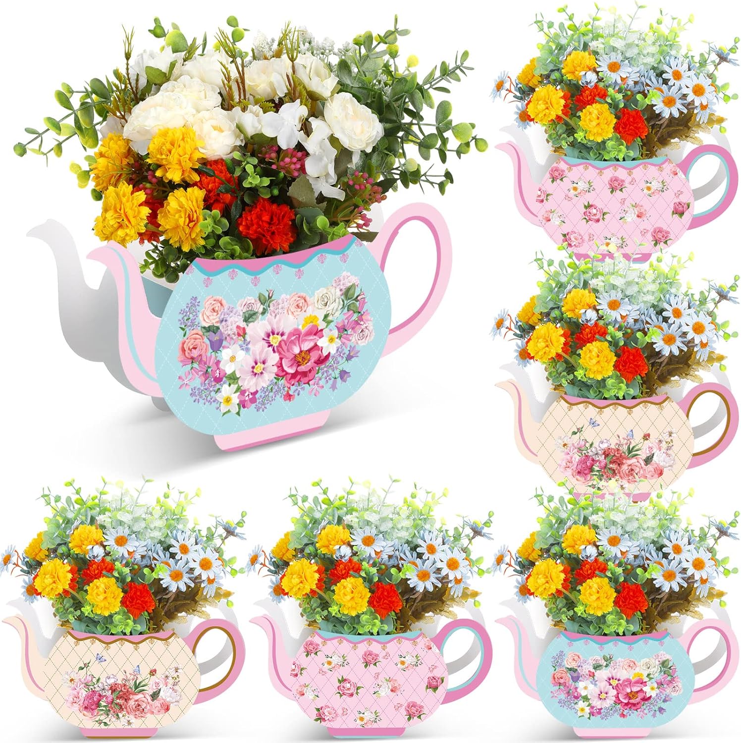 Yinder floral teapot centerpiece set front view