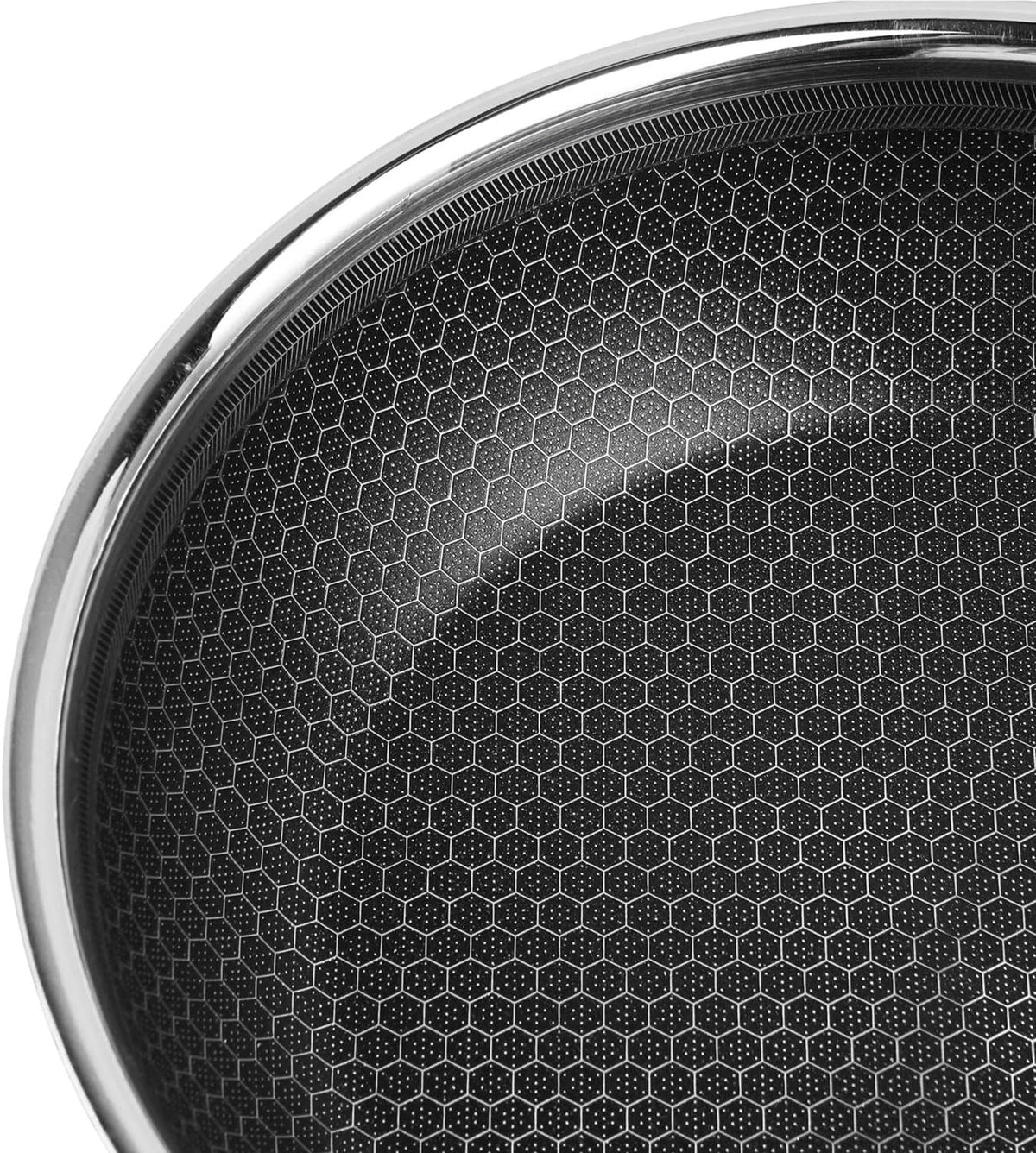 Honeycomb non-stick interior texture closeup of Vinod frypan