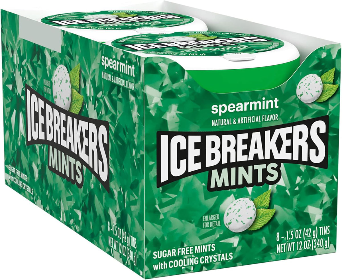 Nutritional information panel for Ice Breakers Spearmint Mints