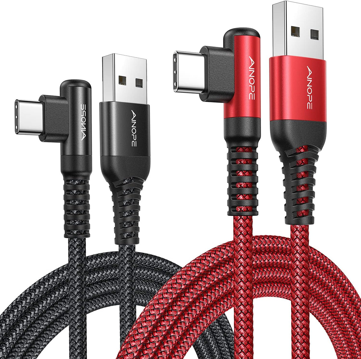 Ainope USB C cord front view showing dual 6.6ft cables