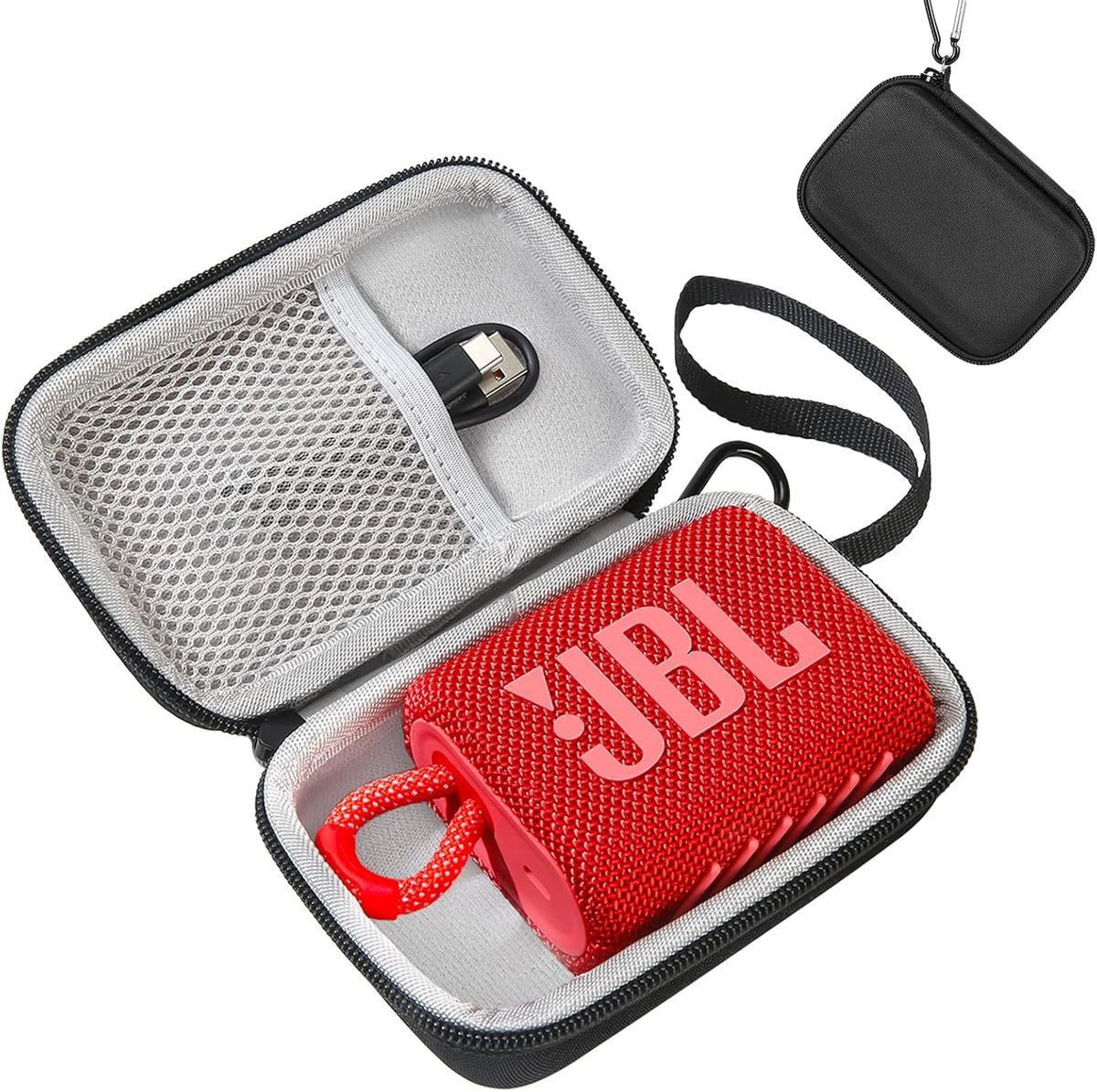 GeeRic hard case for JBL Go 4 front view showing shockproof black exterior mesh closure