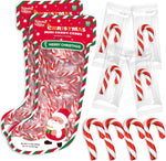 Twinkle Bites Christmas Mini Candy Canes front view showing festive Santa stocking packaging.