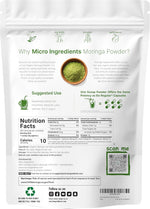 Micro Ingredients organic moringa leaf powder supplement nutritional facts label