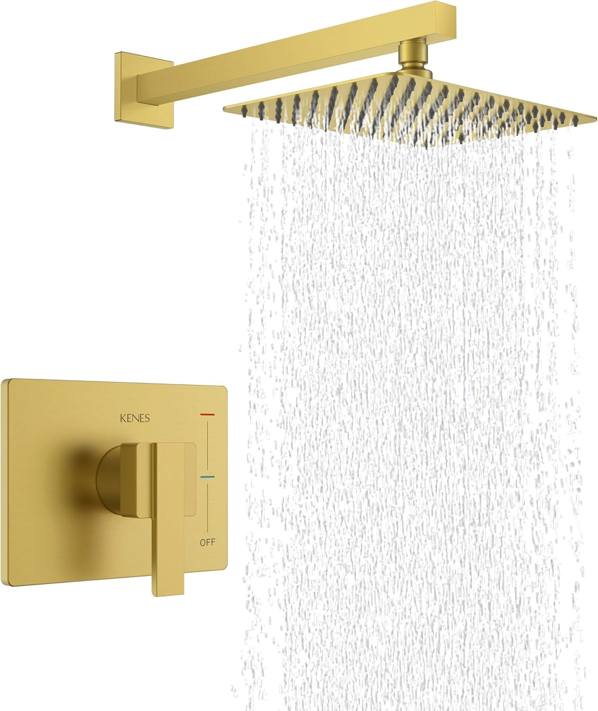 KENES Brushed Nickel Shower Head and Handle Set, Square Shower Faucet Set | Shower Faucet with 10-Inch Rain Shower Head, Square Shower System, Valve Included, Lead-Free cUPC & NSF Certified, Stainless - Image 13