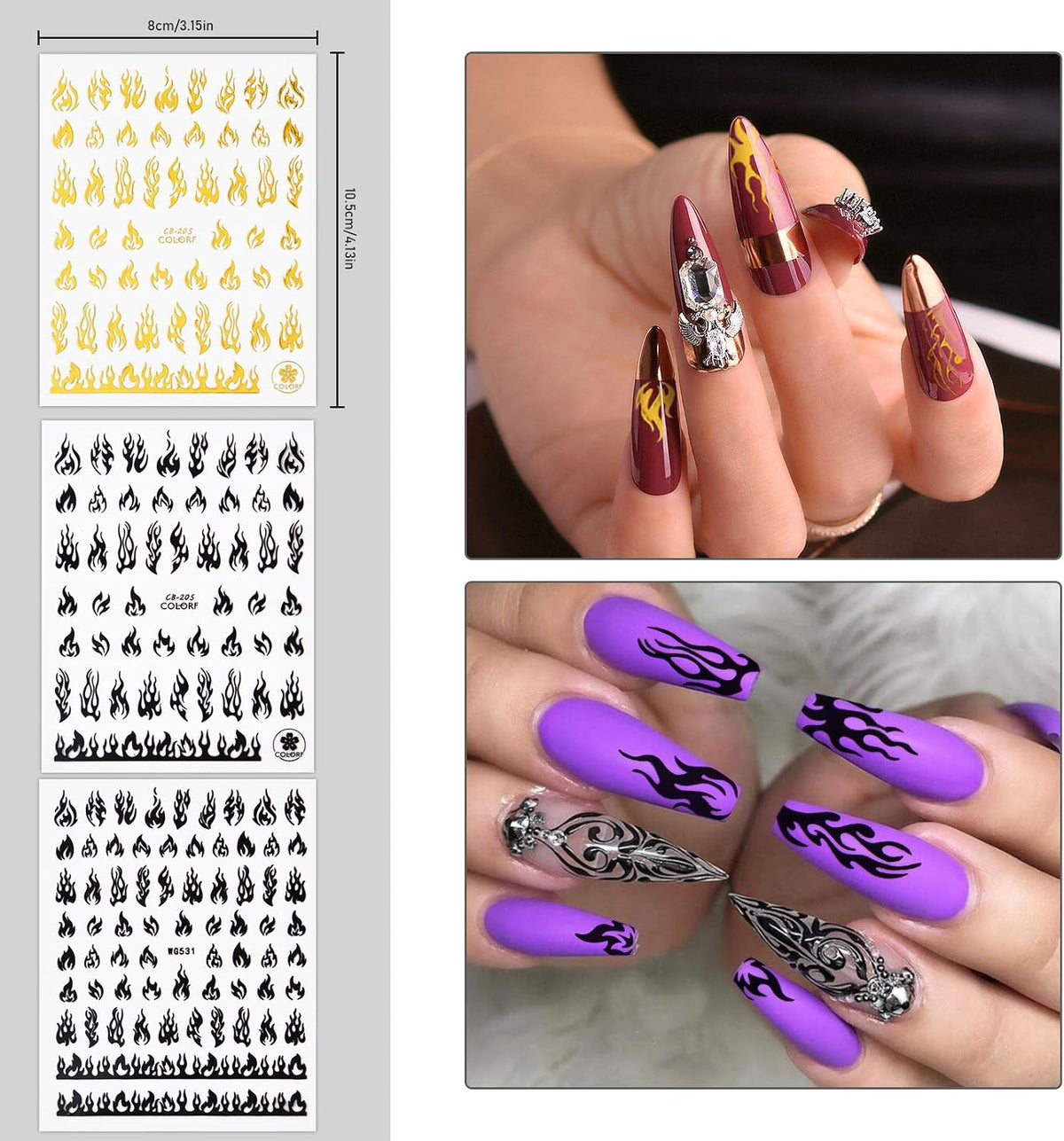 Torokom gold and silver metallic nail stickers display