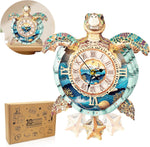 Cutywood 3D turtle design mechanical clock kit front view