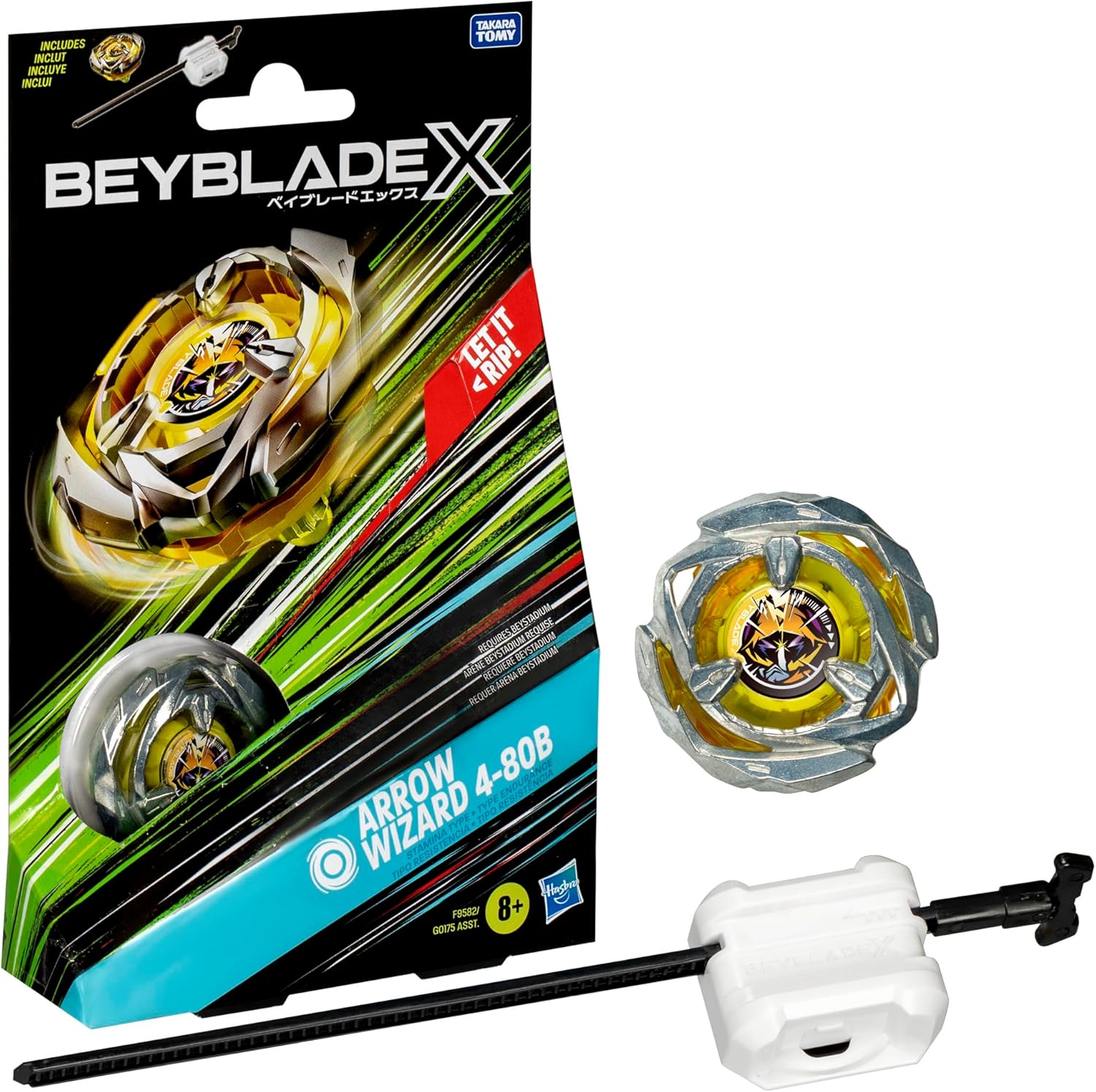 Beyblade X Arrow Wizard 4-80B Starter Pack Set with Stamina Type Right-Spinning Top and Launcher; Battling Top Toys for 8 Year Old Boys and Girls - Image 1