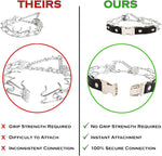 Herm Sprenger two point two five millimeter training collar adjustable links close up.