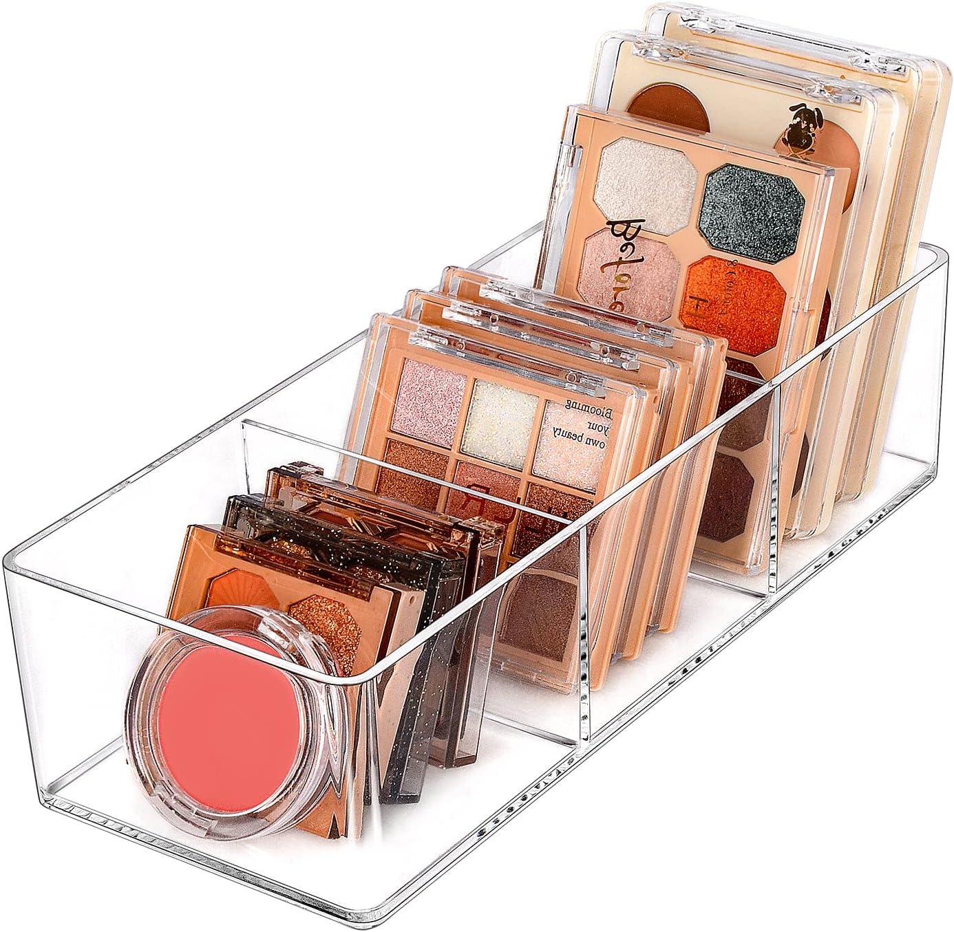 JessLab 3-compartment acrylic makeup organizer front view