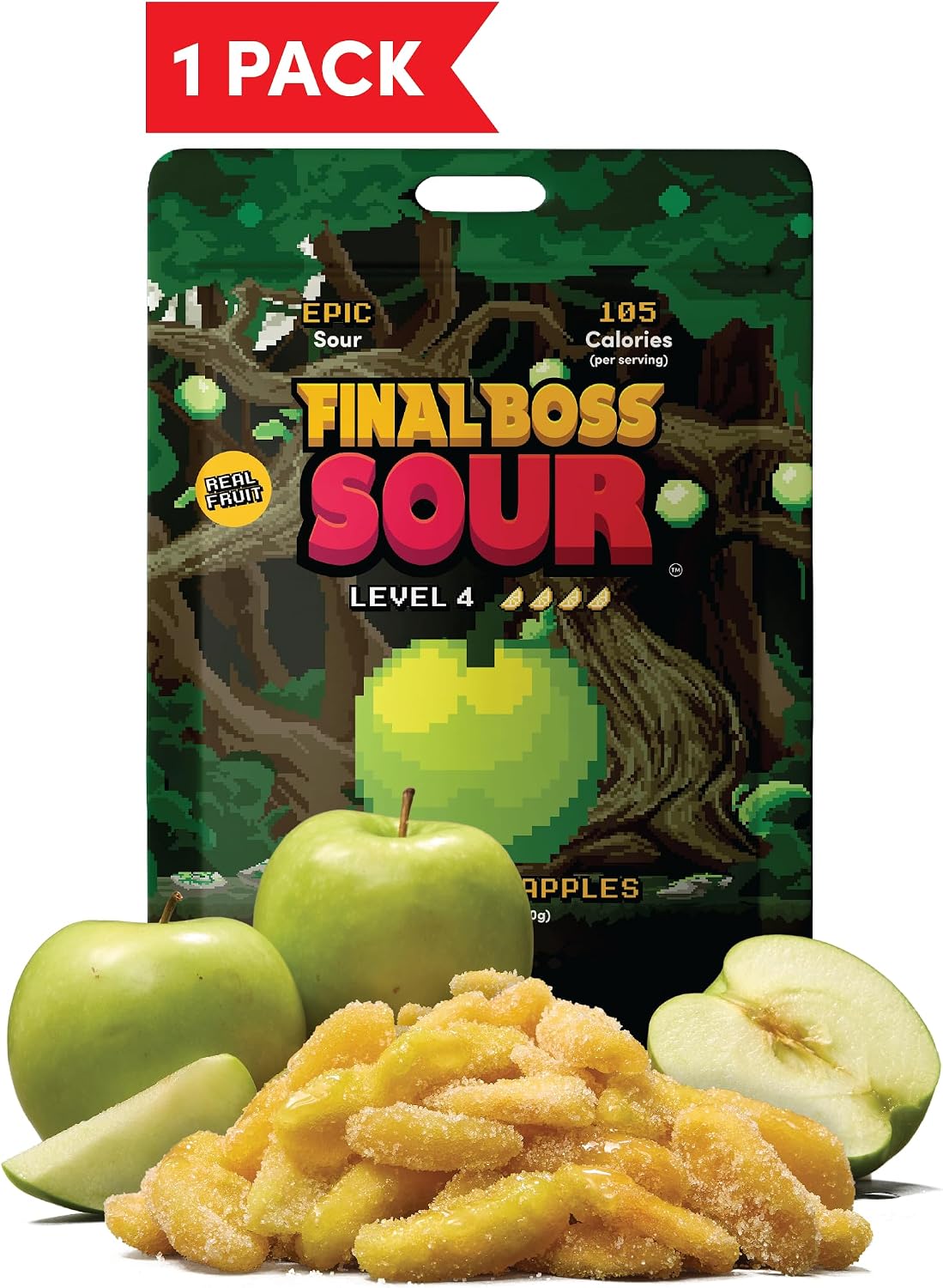 Level 4 extreme sour apple candy imported fruit chews close up texture.