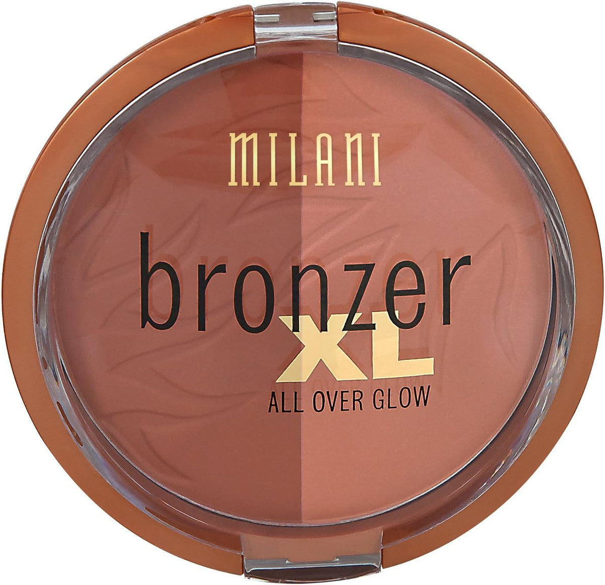 Milani jumbo split pan bronzer and highlighter powder compact open view