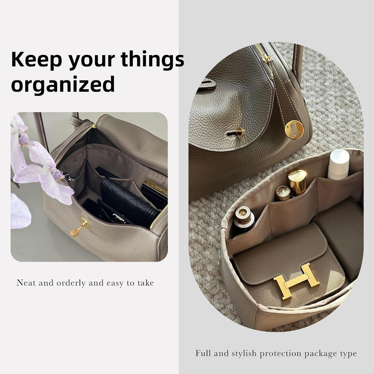 DGAZ silk bag organizer ready for handbag