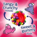 Close up view of colorful crunchy and chewy Nerds Gummy Clusters spilled on a table