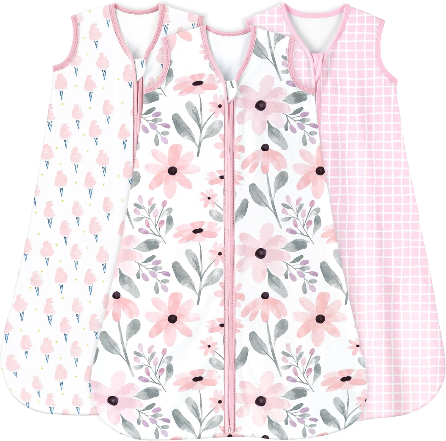 Yoofoss Baby Sleep Sack 6-12 Months 0.5 Tog Wearable Blanket for Baby, 3 Pack 100% Organic Cotton Infant Toddler Sleeping Sack 2-Way Zipper Lightweight Sleep Sack - Image 1
