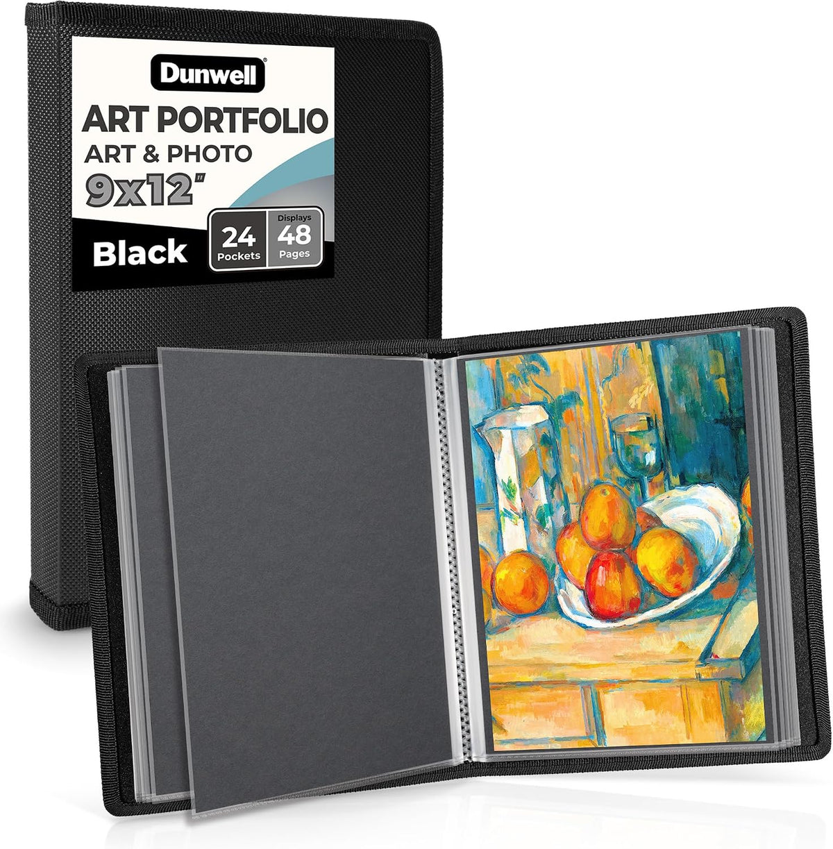 Dunwell Art Portfolio 9x12, 24 Pockets, Displays 48 Pages, Blue | Black Mounting Paper Included, Acid-Free Poly Presentation Book, Portfolio Binder for Artwork - Image 12
