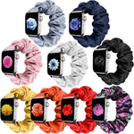 XFYELE Apple Watch scrunchie band front view displaying pattern printed fabric