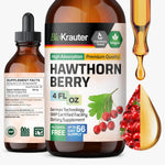 Bio Krauter Pure Hawthorn Berry Vegan Health Supplement Drops front view bottle for cardiovascular wellness