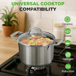 NutriChef 3-Quart Stainless Steel Soup Pot top-down view showing interior brush finish