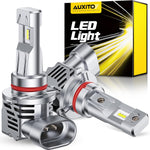 AUXITO 9005 HB3 LED Headlight Bulb front view showing aviation aluminum body