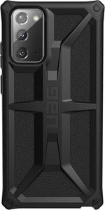 Urban Armor Gear UAG Monarch case back view showing leather inlay and alloy hardware