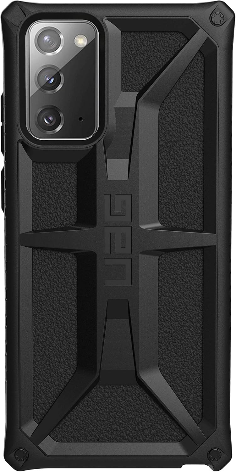 Urban Armor Gear UAG Monarch case back view showing leather inlay and alloy hardware