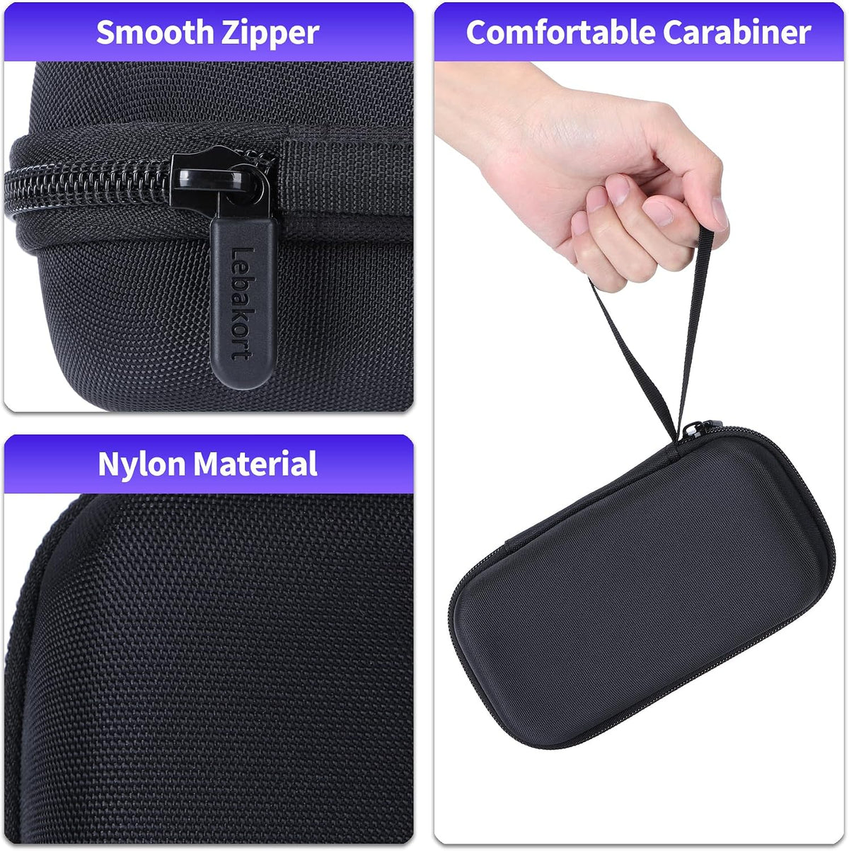 Lebakort storage case top handle and heavy duty zipper detail