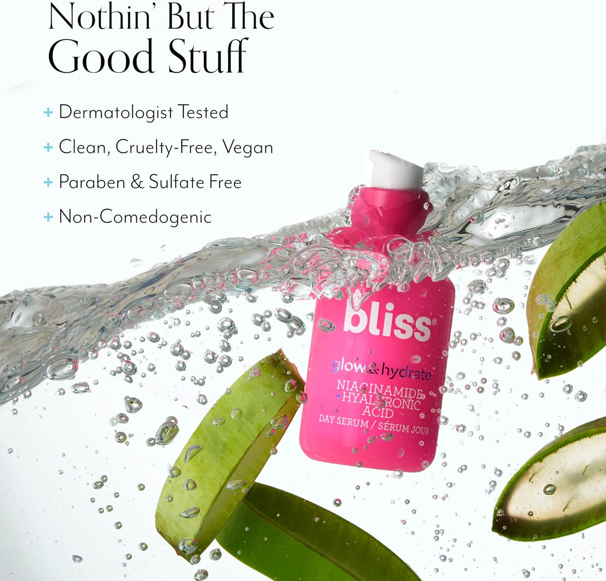 Bliss Glow and Hydrate Serum bottle close up
