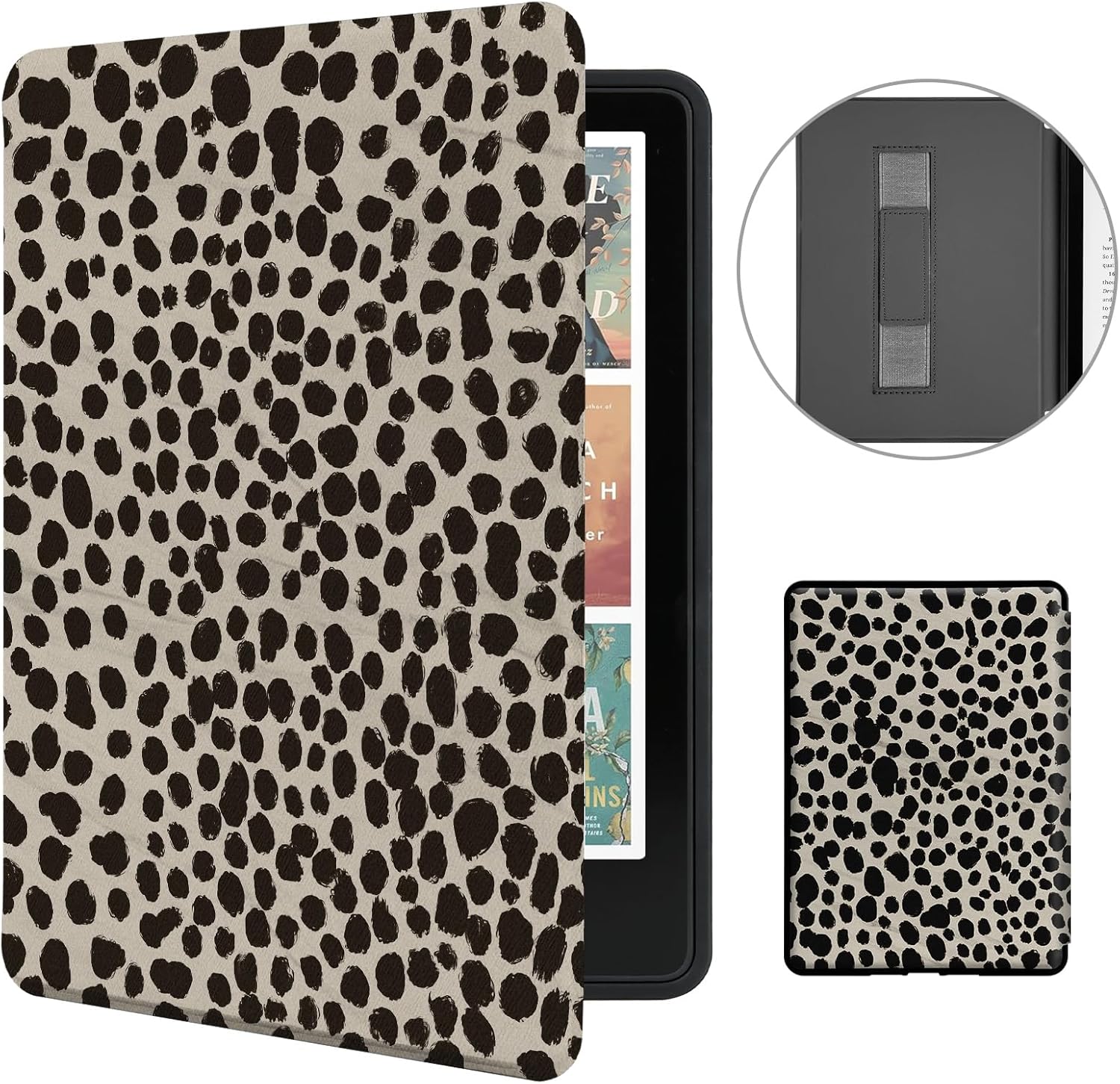 Morock Kindle Paperwhite 12th Gen case front view in khaki leopard print