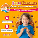 Zollipops clean teeth sugar free caramel candy texture close up