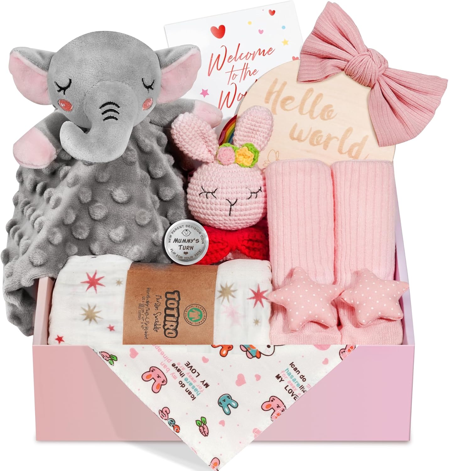 Totiro newborn baby girl gift set premium 9 piece front view box display