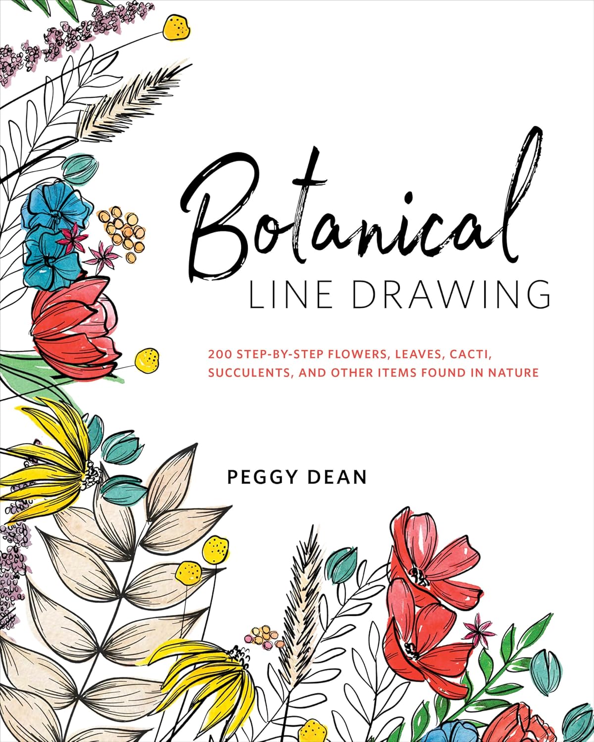 Peggy Dean Botanical Line Drawing paperback book front view for art instruction
