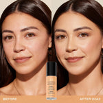 Milani 02A2 Warm Natural liquid foundation texture and applicator