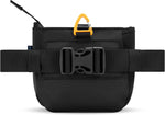 Side profile of the Raven black dog walking bag highlighting the water resistant nylon material