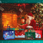Macarrie non-woven holiday tote bags displayed flat to show dimensions