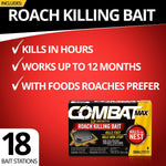Combat Max 12 month roach bait box showing 18 count