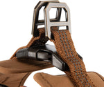 Close up of reflective triple needle stitching on durable nylon webbing