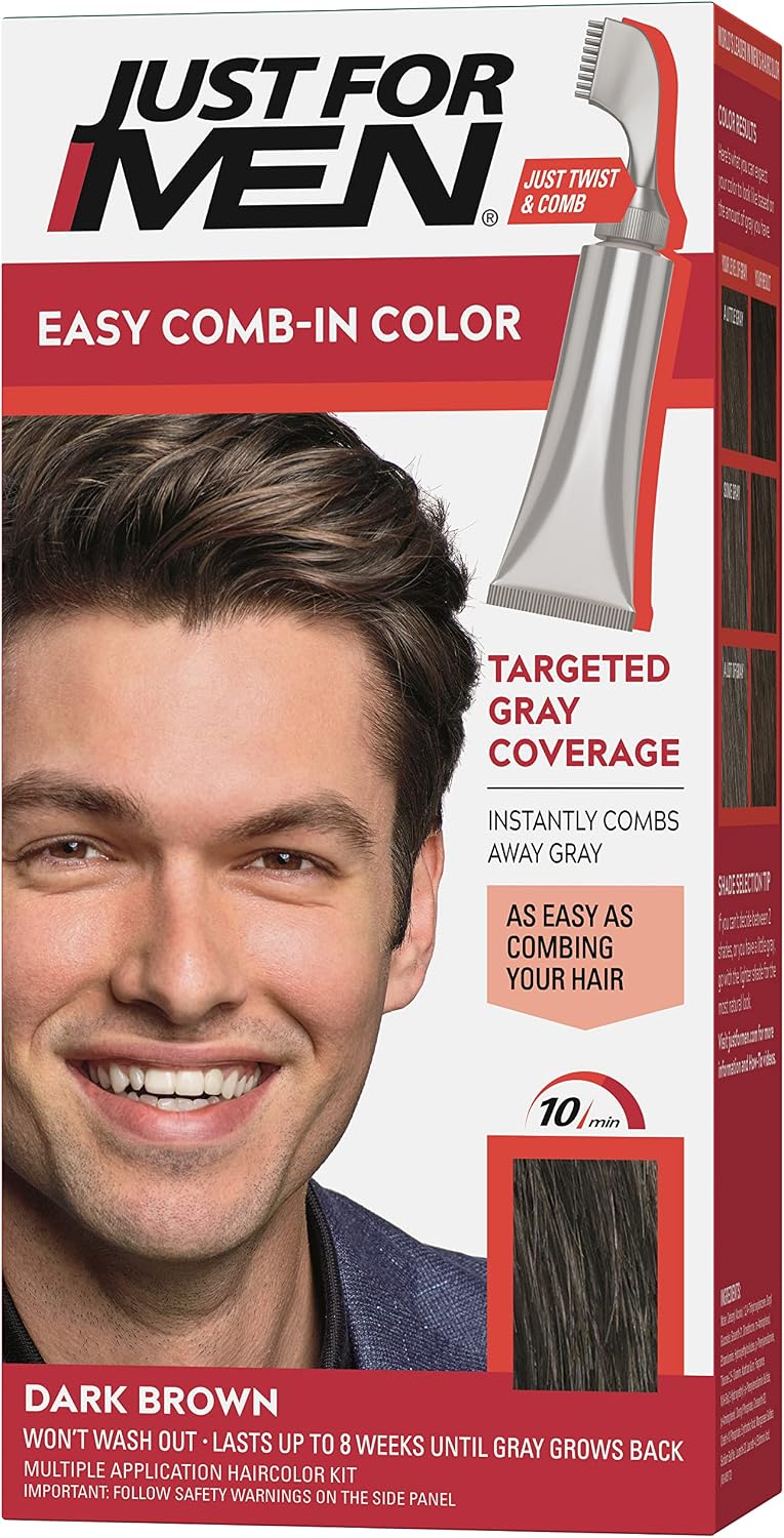 Just For Men Easy Comb-In Color Dark Brown front view packaging