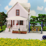 Architectural diorama layout with 1:50 scale painted figures