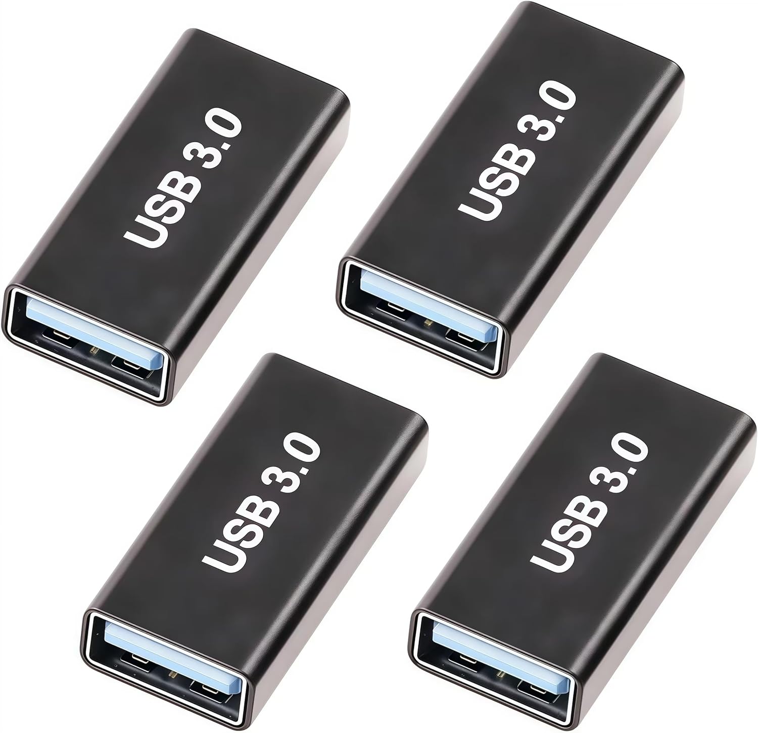 Pastall USB female to female adapter four pack front view showing premium metal alloy construction.