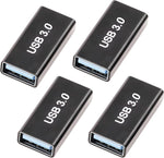 Pastall USB female to female adapter four pack front view showing premium metal alloy construction.