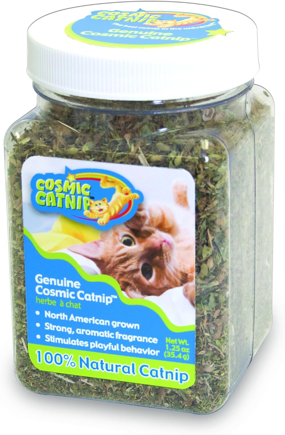 OurPets premium catnip blend being sprinkled on a cat scratcher