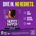 SkinnyDipped plant protein dark chocolate nuts snack size bags for clean eating